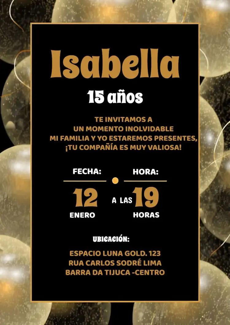 Invitación Debutante Dorado Dourados