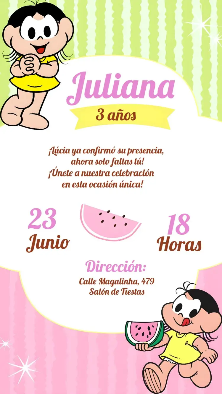 Invitación Magali Mónica editable y personalizable