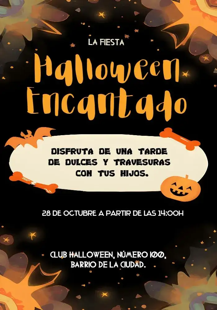 Invitación Halloween Brujas – tema Fechas Conmemorativas colores vibrantes, estilo oscuro, elementos gráficos de Halloween, atmósfera mágica, diseño divertido, toque de misterio