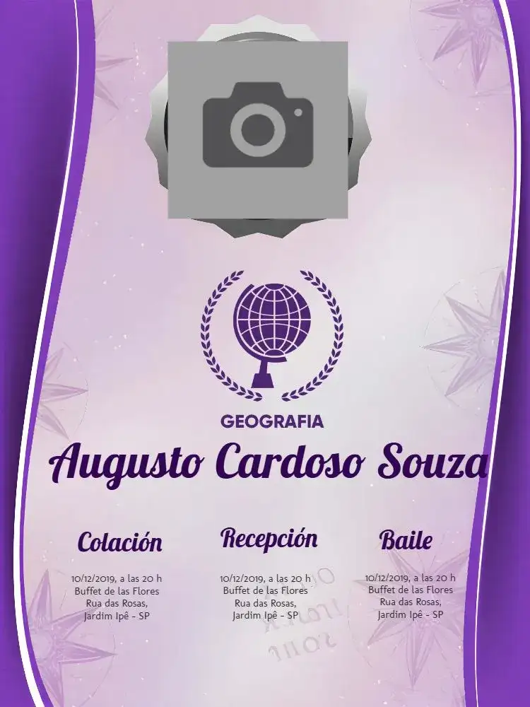 Graduación Geografía Con Foto Morado