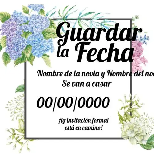Invitación Save The Date Hortensia Colorido