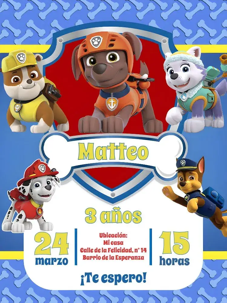 Invitación Patrulla Canina Perro