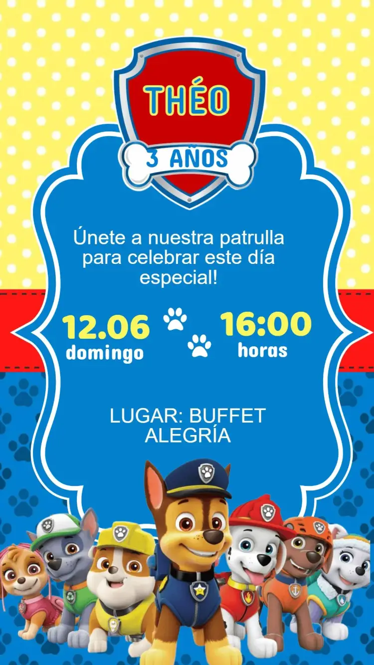 Invitación Cumpleaños Patrulla Canina