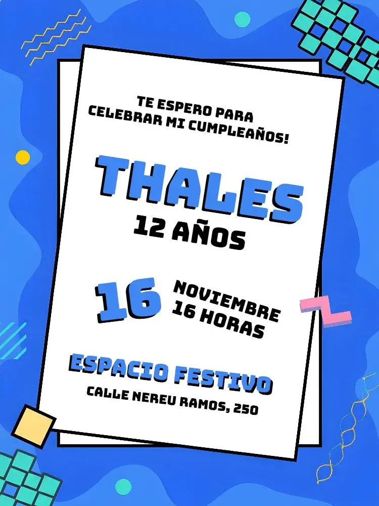 Invitación Moderno Azul