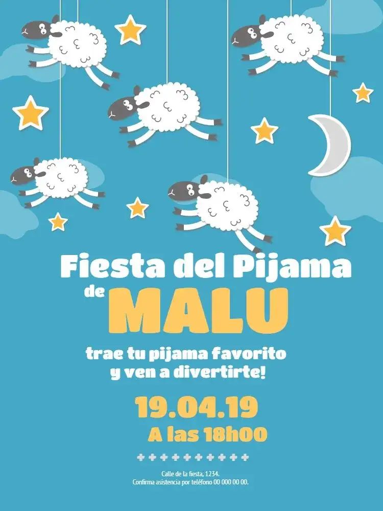 Invitación Fiesta Del Pijama Digital – tema Baby Shower estrellado, tierno, pastel, infantil, soñador, moderno