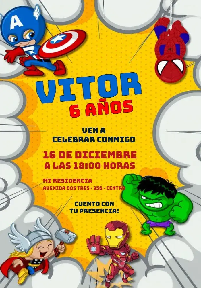 Invitación Vengadores Toy Héroes