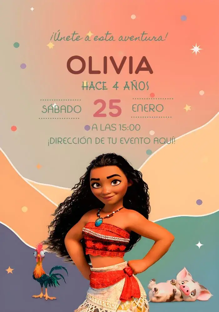 Invitación Moana Joven Simple