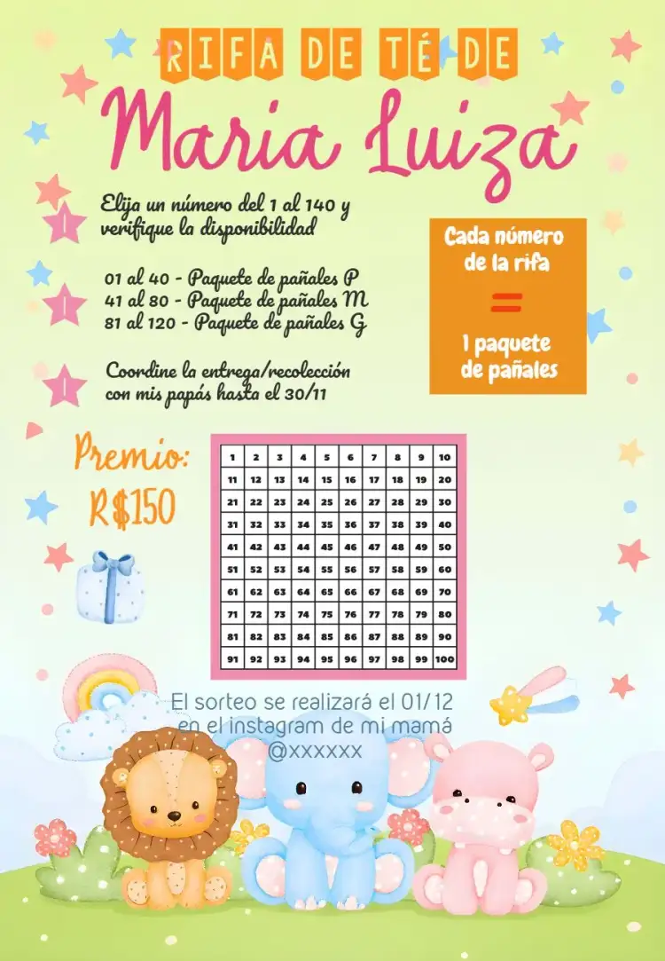 Invitación Té Rifa Safari Tigre – tema Té Rifa safari, colorido, tropical, divertido, animales, salvaje