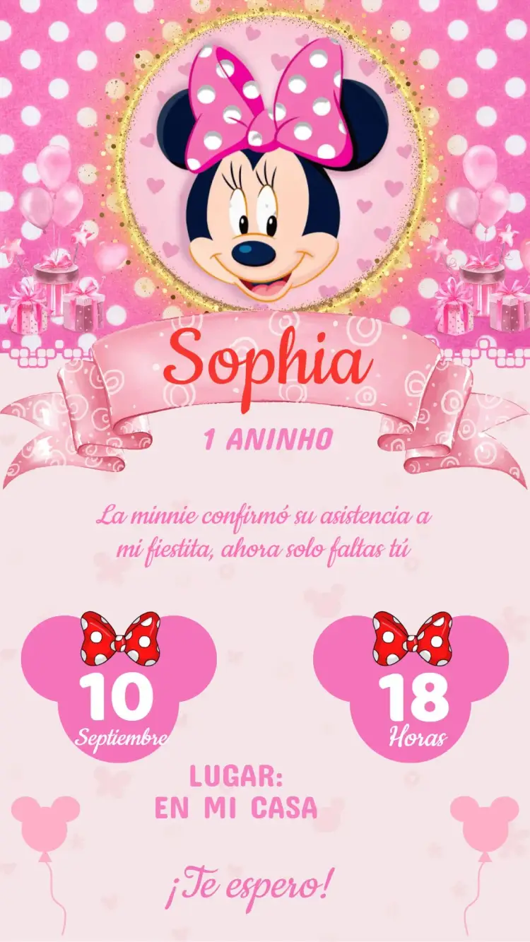 Invitación Cumpleaños Minnie