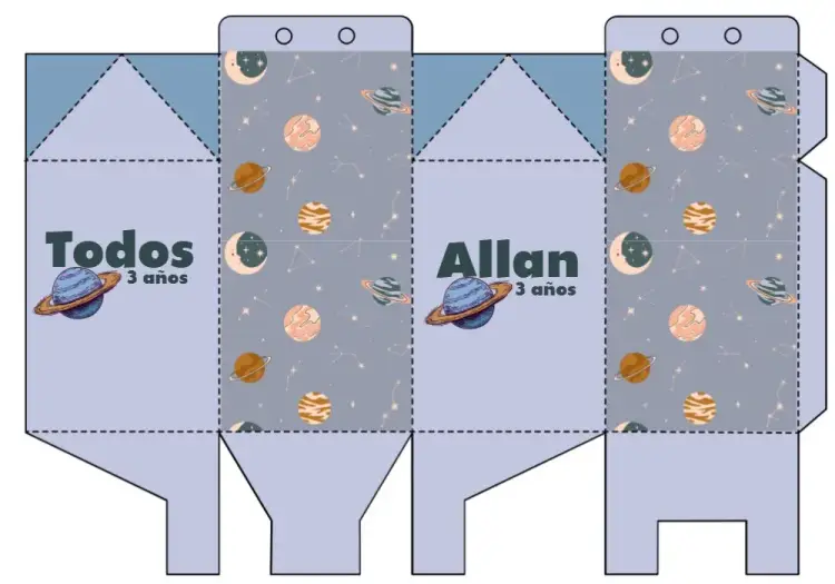 Invitación Caja Milk Planetas Astros