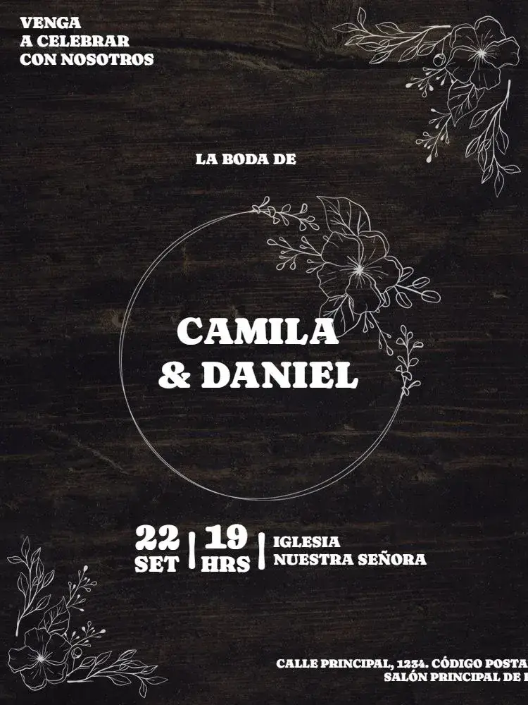 Invitación Boda Rústica Oscura Esposo