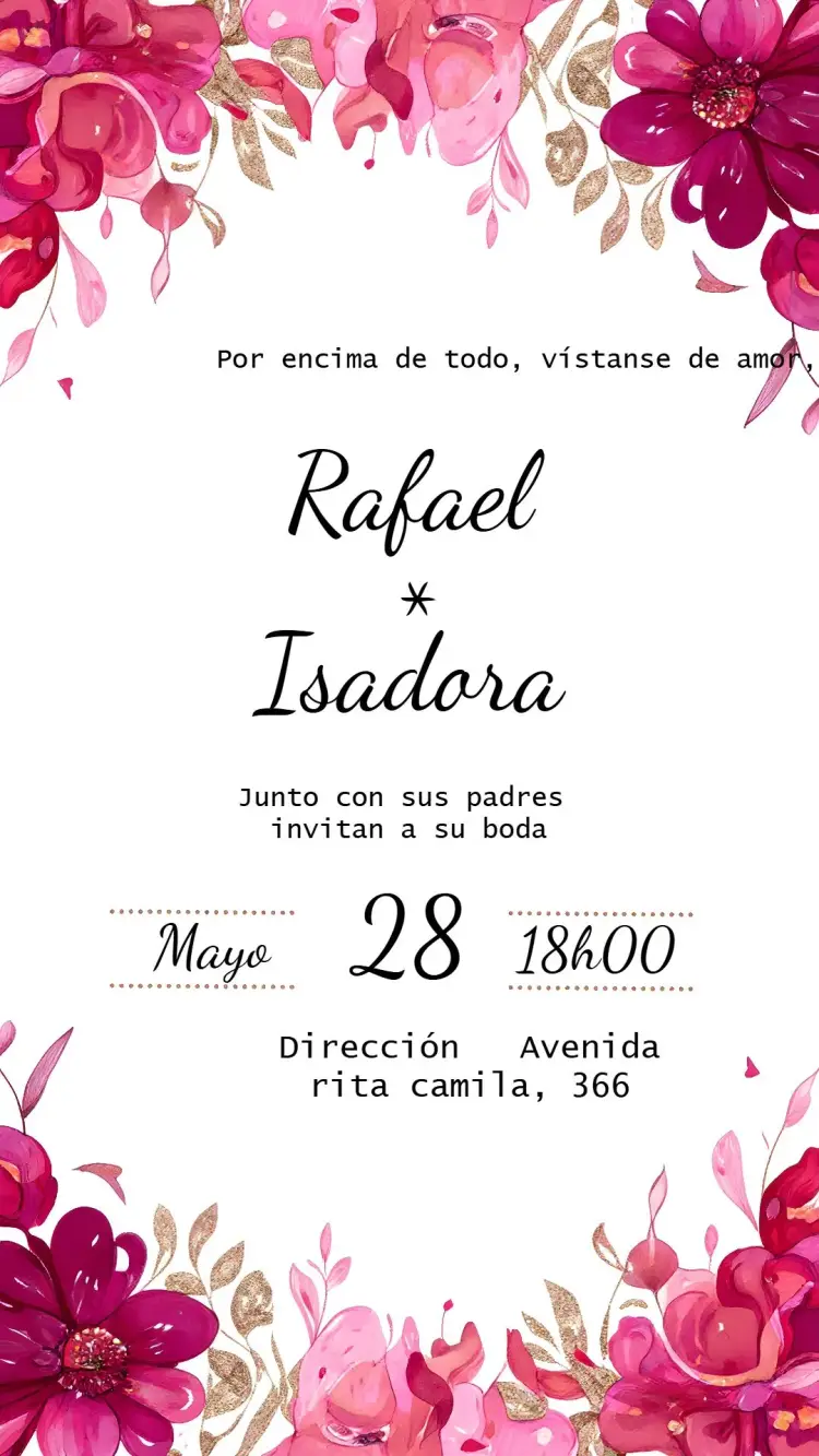 Invitación Boda Floral Delicada editable y personalizable