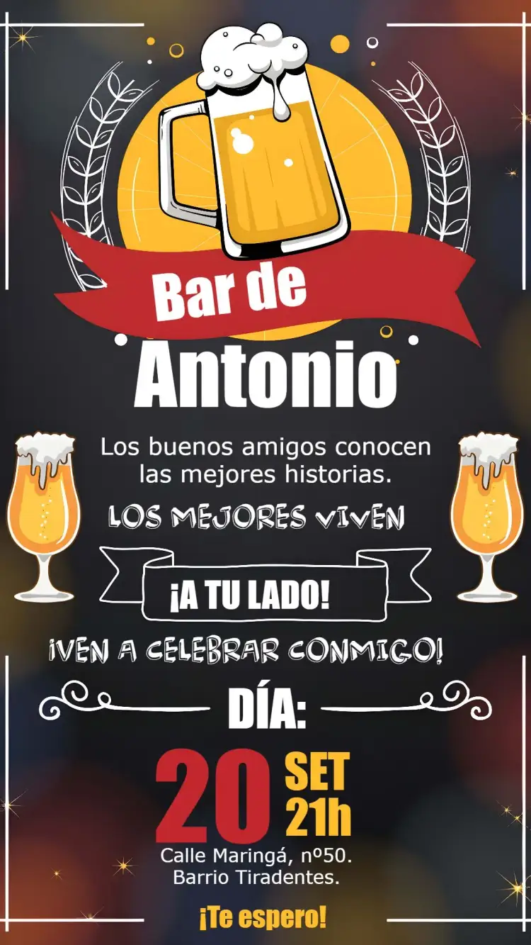 Invitación Boteco Pizarra Naranja – tema Más buscados pizarra, naranja, vintage, bar, relajado, moderno