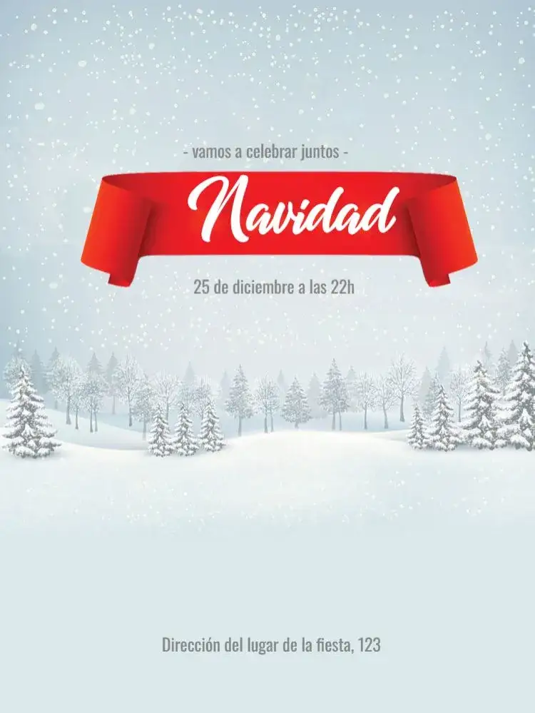 Invitación Navidad Nieve – tema Fechas Conmemorativas nieve, festivo, colores navideños, moderno, ilustraciones encantadoras