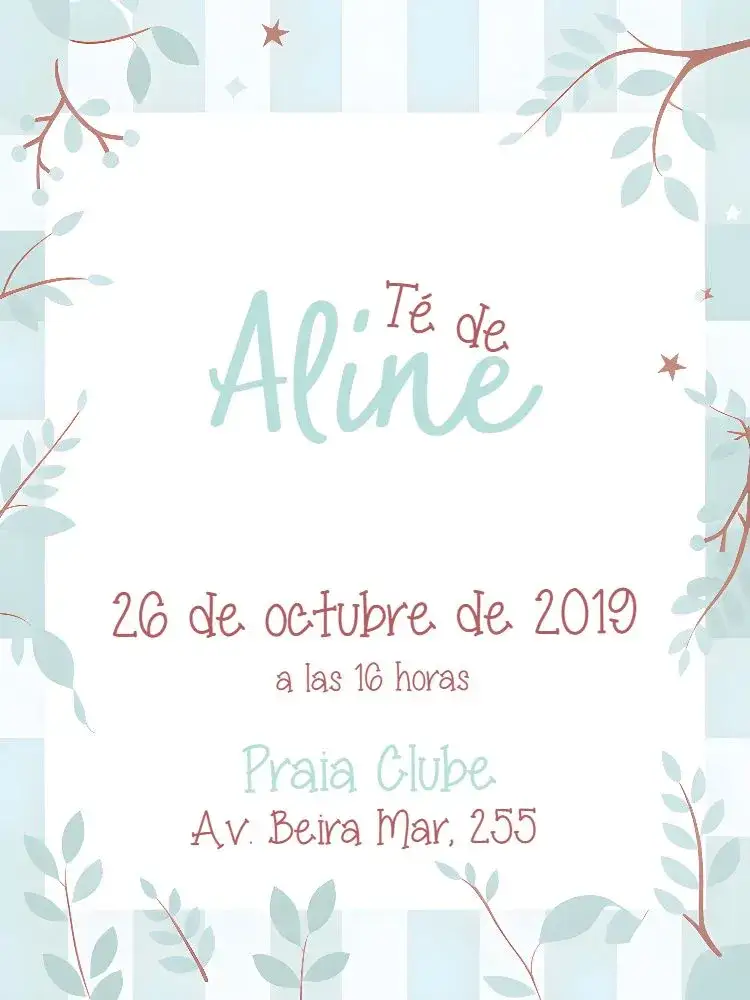 Invitación Bridal Shower Branch Tea – tema Despedida de Soltera verde, natural, rústico, minimalista, floral