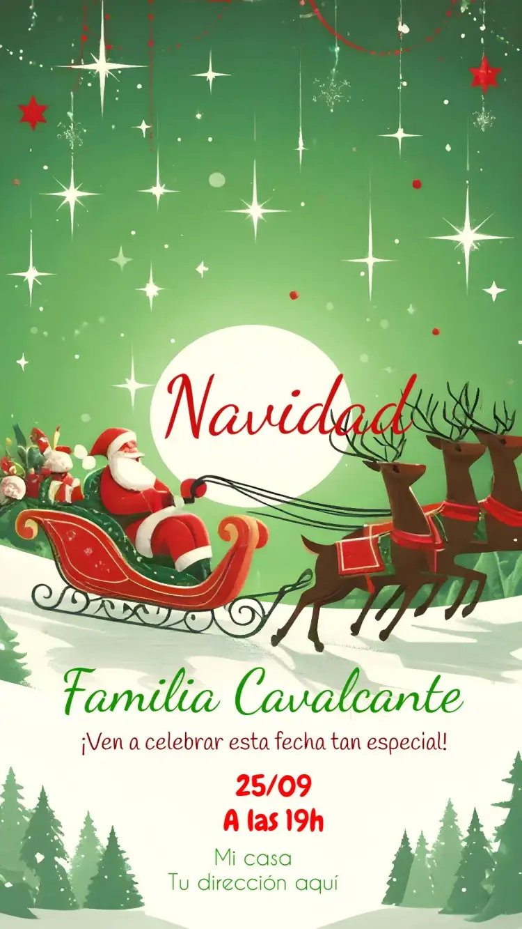 Invitación Celebración De Navidad Papá – tema Fechas Conmemorativas rojo vibrante, estilo navideño, elementos gráficos de Navidad, festivo, acogedor, ilustraciones de Papá Noel