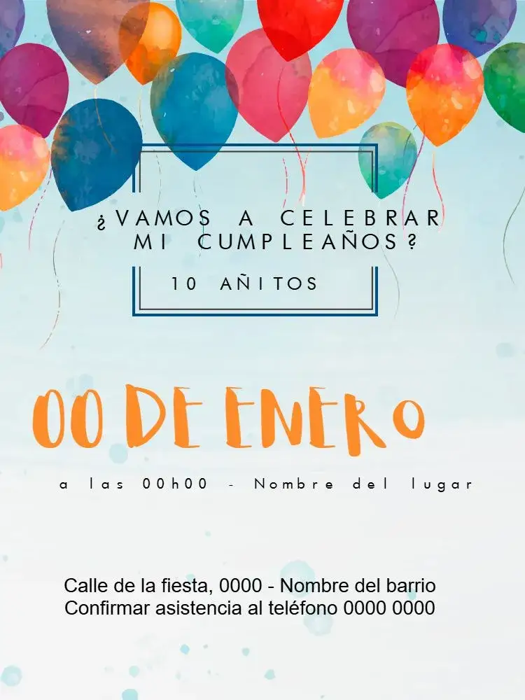 Invitación Niño Online – tema Cumpleaños colorido, divertido, moderno, infantil, alegre, festivo