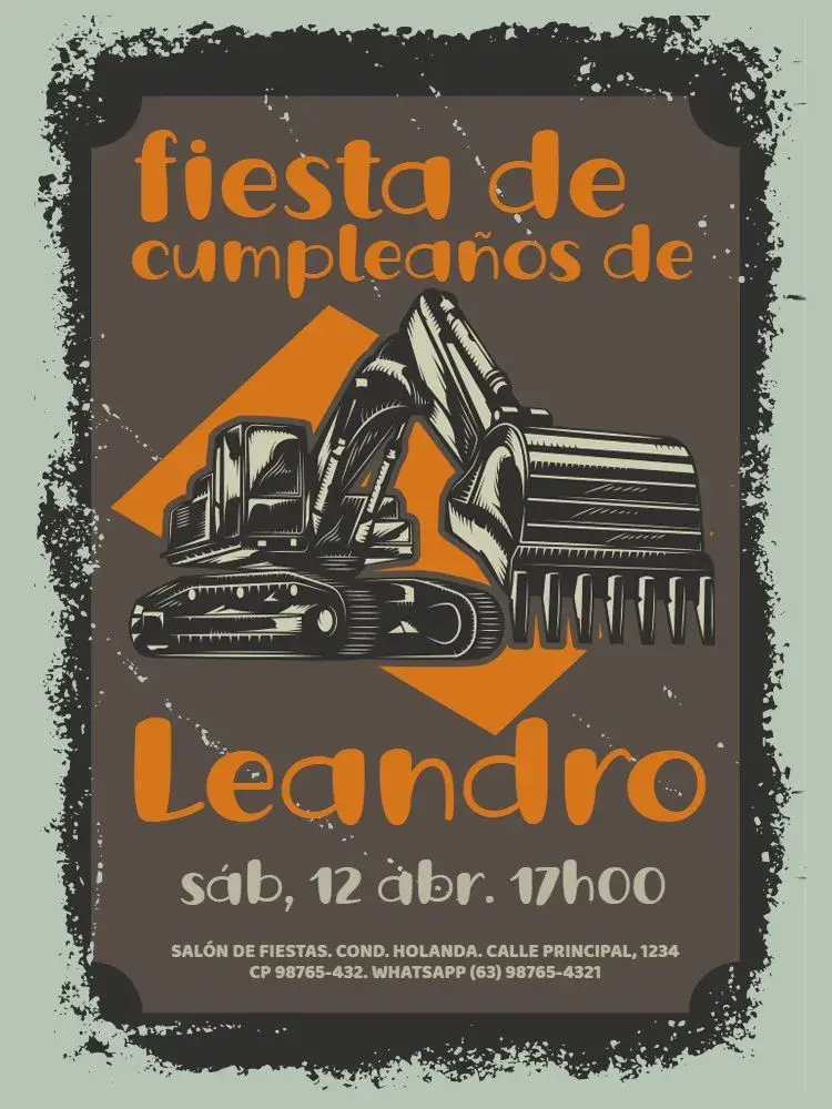 Invitación Tractor Grunge Verde