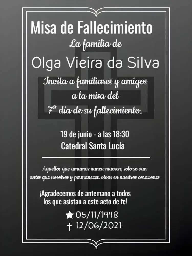 Invitación Para Misa De Fallecimiento Negro