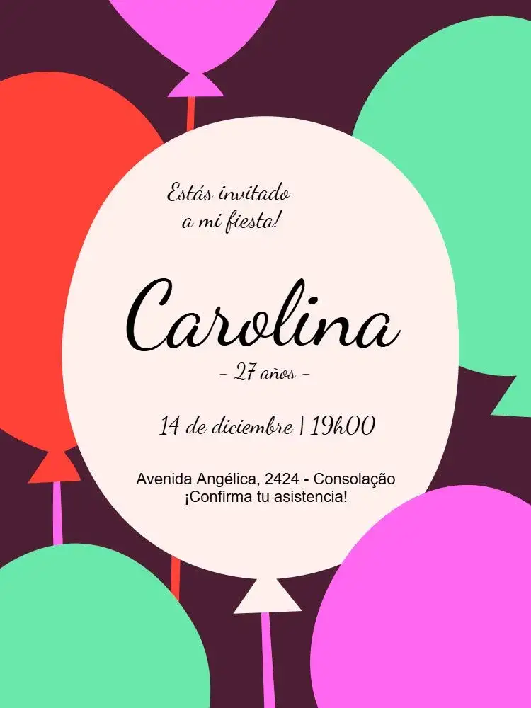 Invitación Digital – tema Cumpleaños colorido, festivo, divertido, moderno, jovem