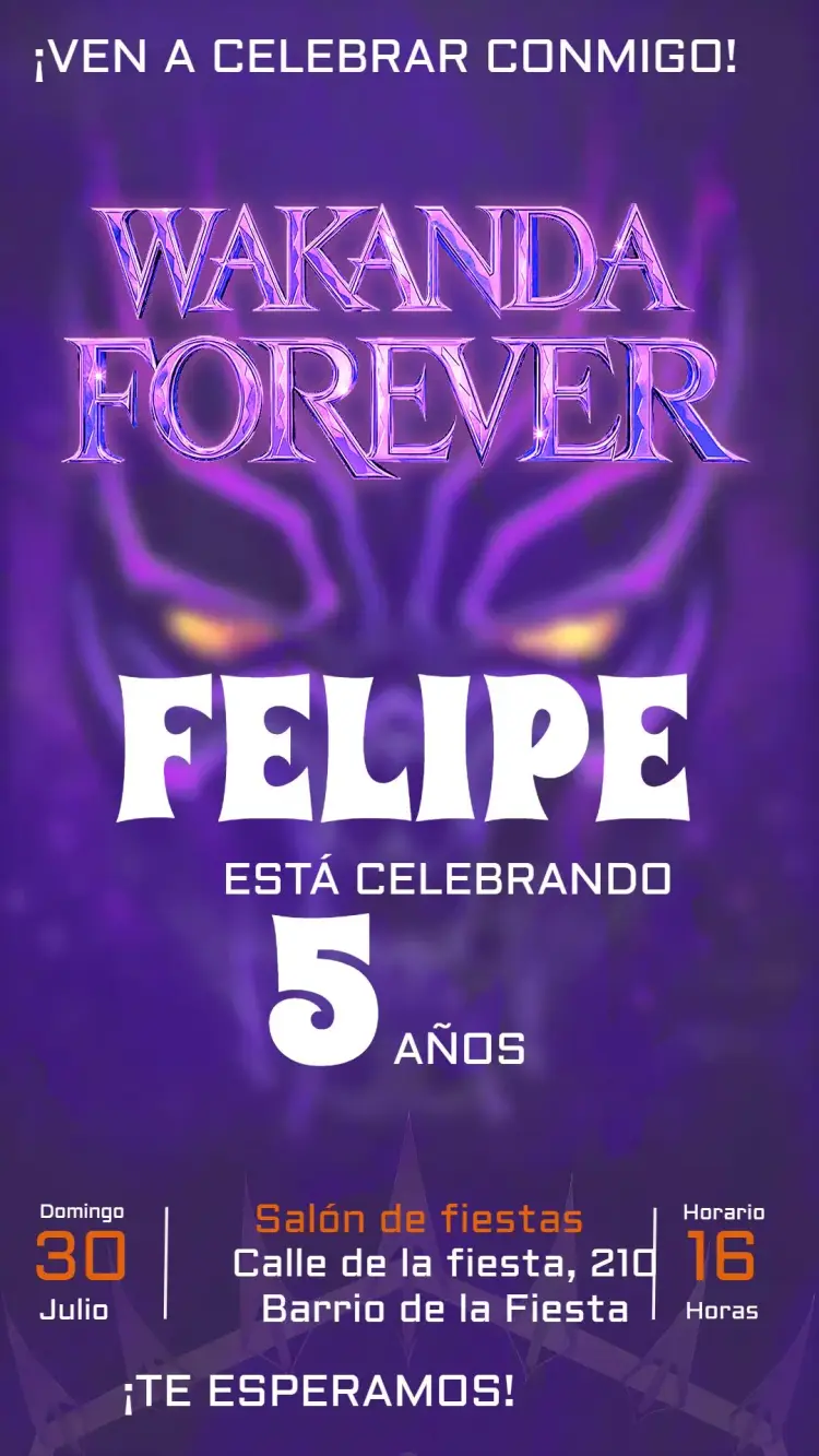 Invitación Wakanda para Siempre Foto