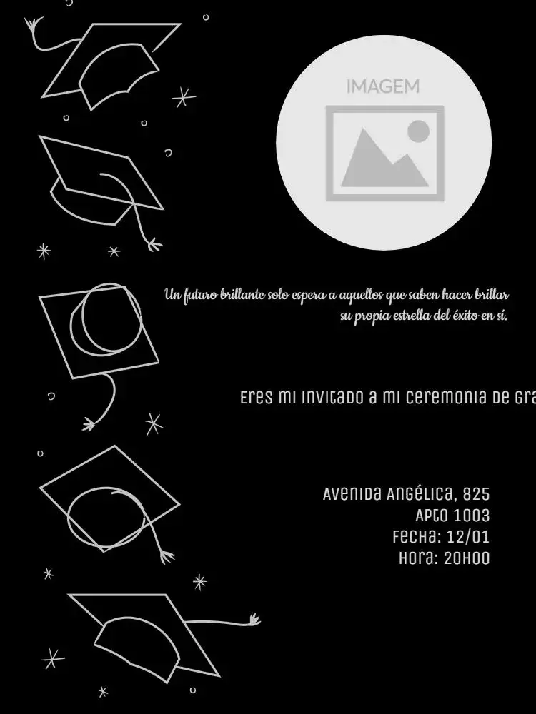 Invitación Graduación Gris editable y personalizable
