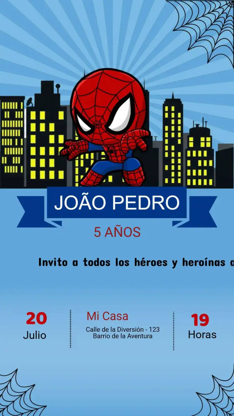 Invitación Cumpleaños - Hombre Araña