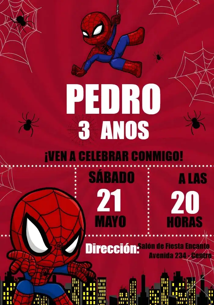 Invitación Hombre Araña Cute Fiesta