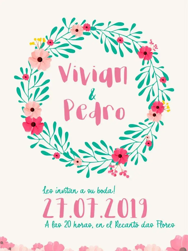 Invitación Boda Floral Acuarela Flores