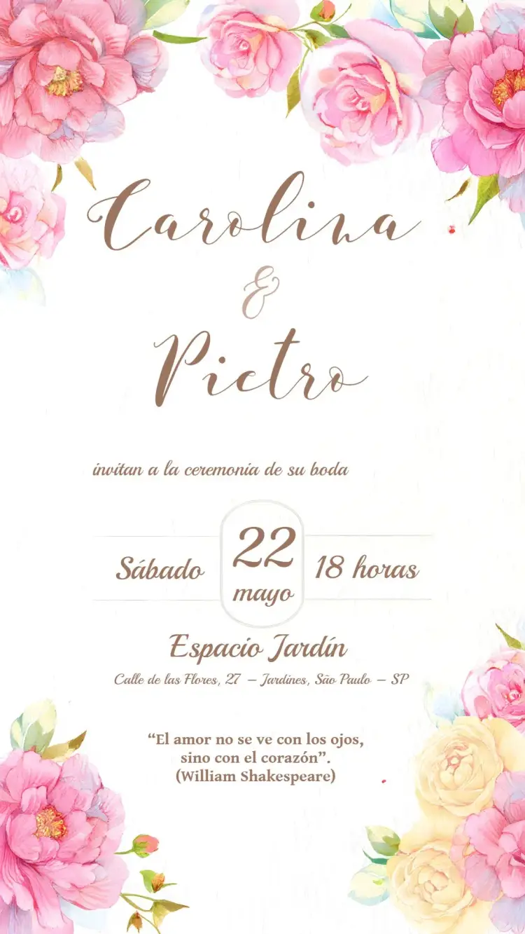 Invitación Boda Floral Acuarela