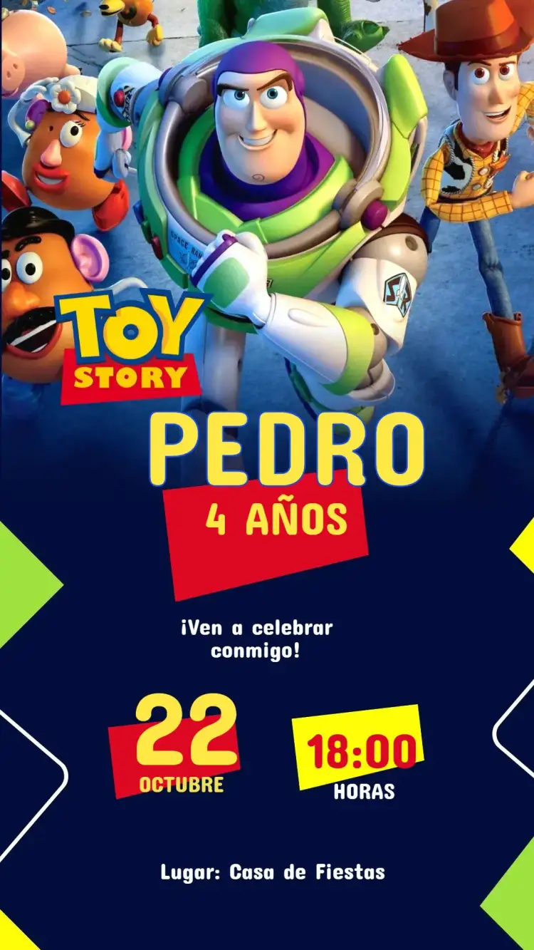 Invitación Invitación Cumpleaños Toy Story – tema Cumpleaños Infantil colorido, divertido, temático, juguetón, infantil