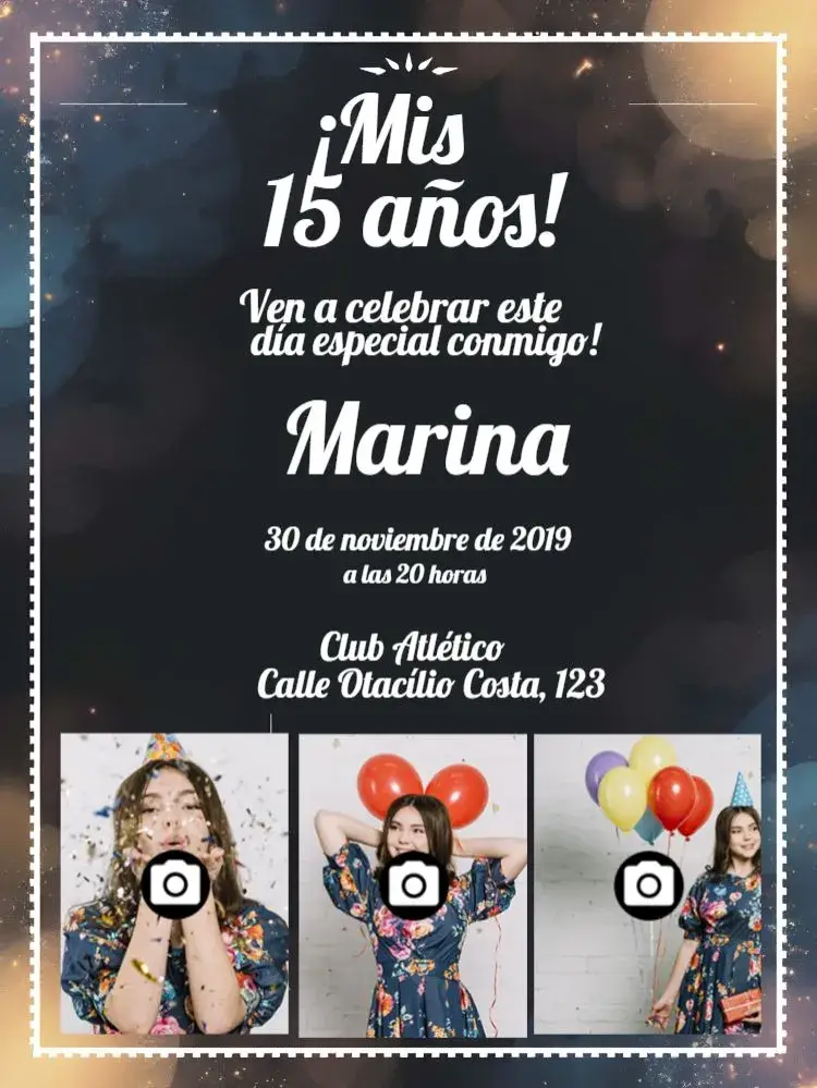 Invitación 15 Años Con Fotos Mosaico