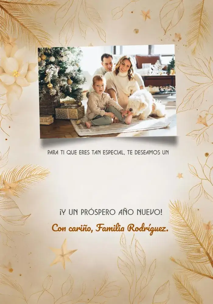 Invitación Tarjeta De Navidad Con Foto Regalos – tema Fechas Conmemorativas dorado, nieve, festivo, familiar, clásico, alegre