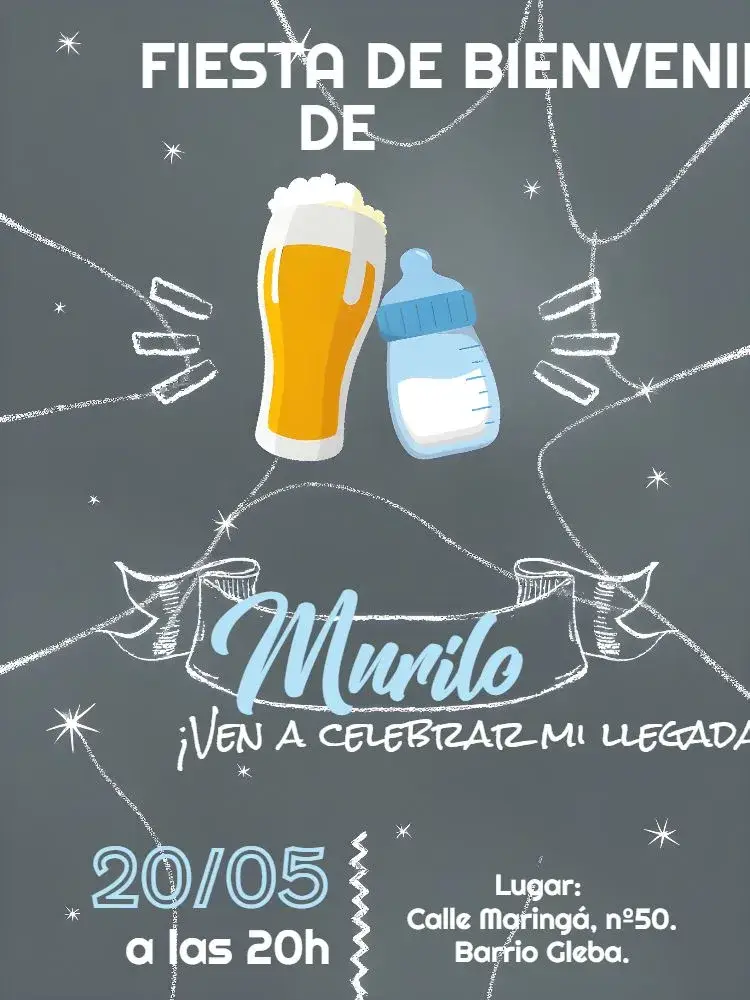 Invitación Baby Shower Pizarra Pañal