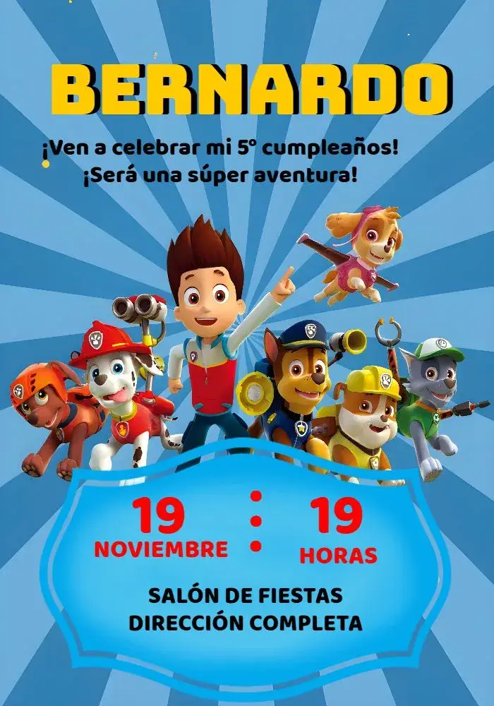 Invitación Patrulla Canina Rojo