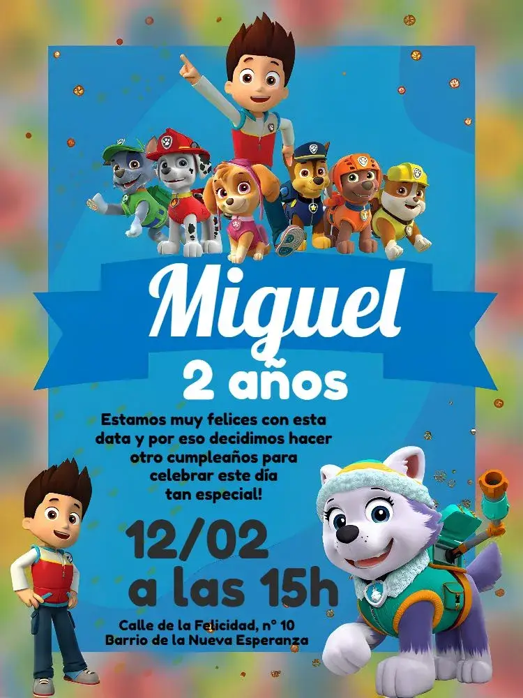 Invitación Patrulla Canina Rocky