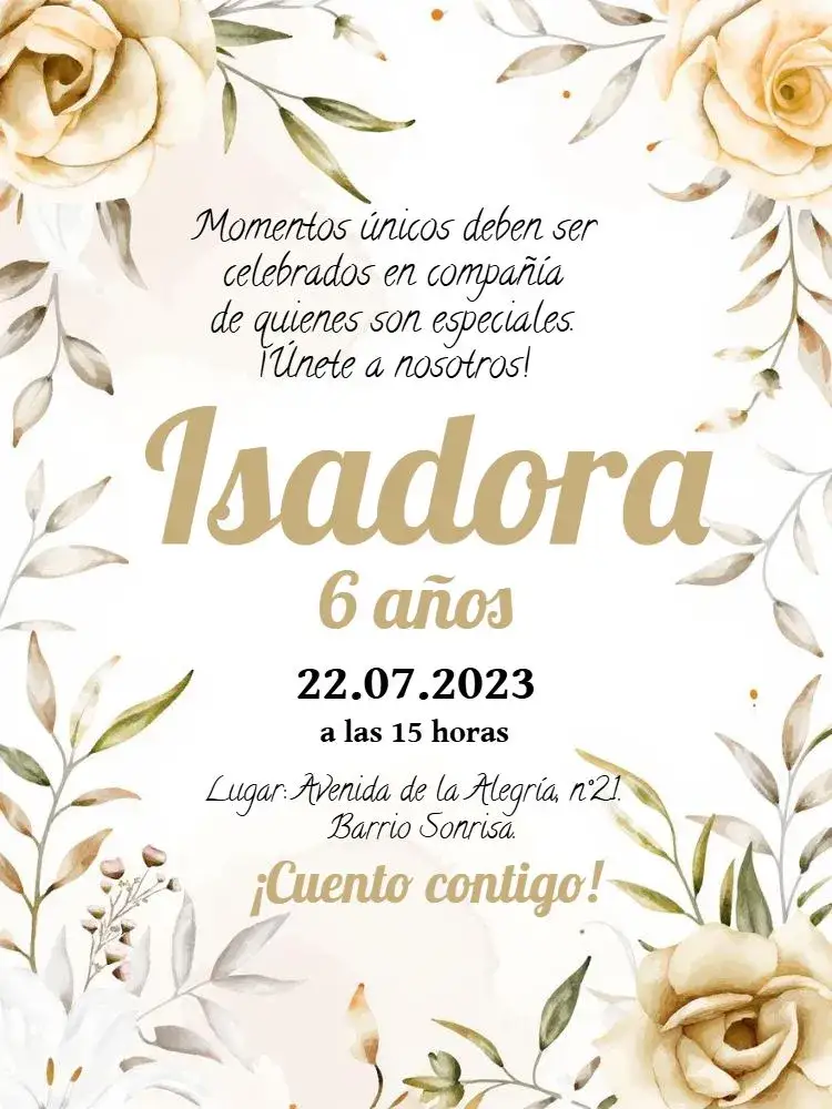 Invitación Floral Delicado – tema Cumpleaños floral, delicado, elegante, suave, romántico, jardín