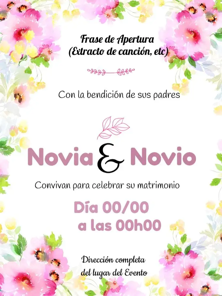 Invitación Boda Floral Blanca – tema Boda floral, acuarela, romántico, elegante, blanco y rosa, minimalista