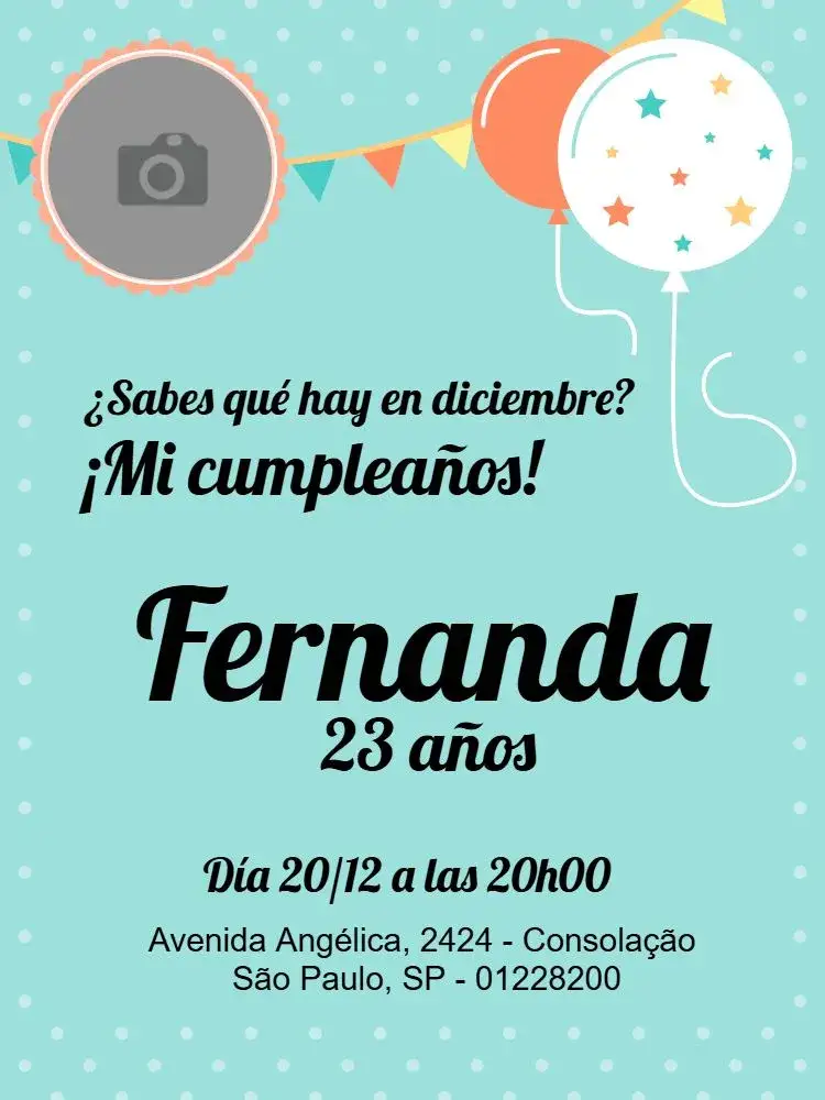 Invitación Foto – tema Cumpleaños azul, festivo, moderno, colorido, infantil, alegre