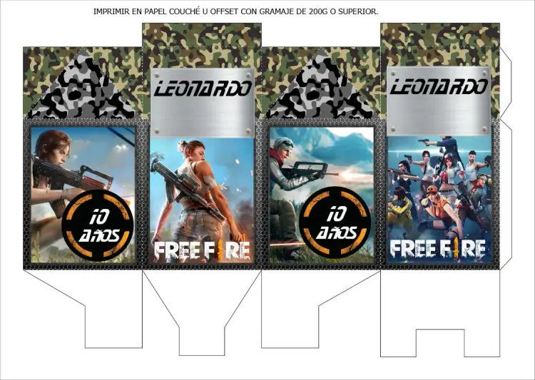 Invitación Plantilla de Caja Milk Free Fire