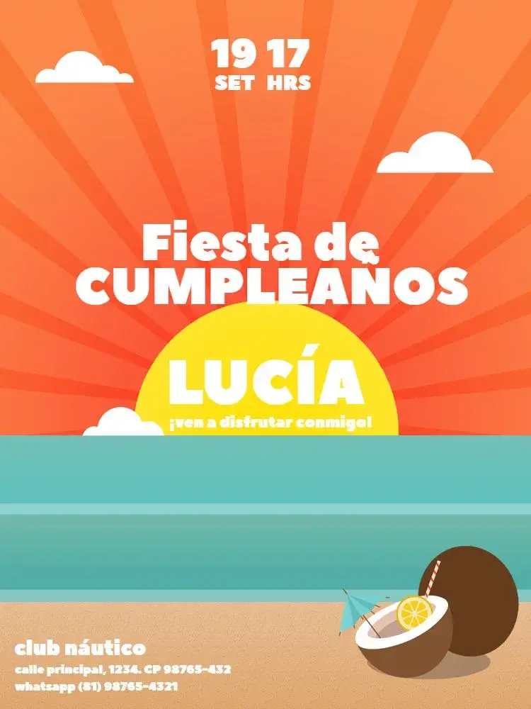 Invitación Playa Atardecer Femenino