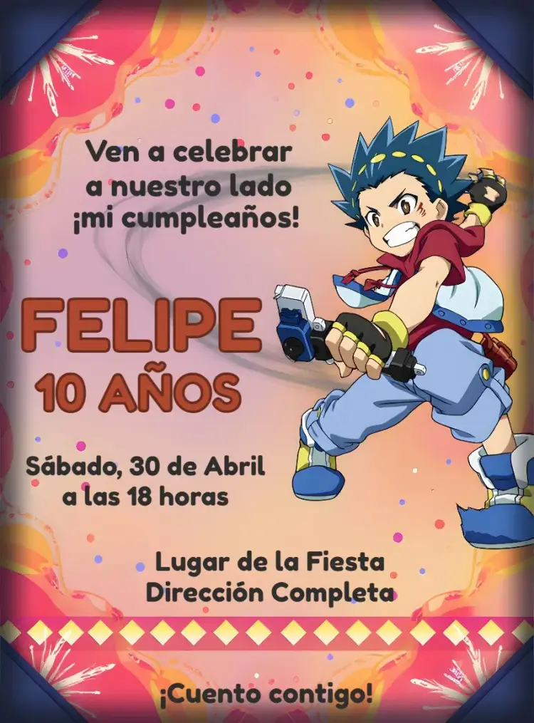 Invitación Beyblade Dragón