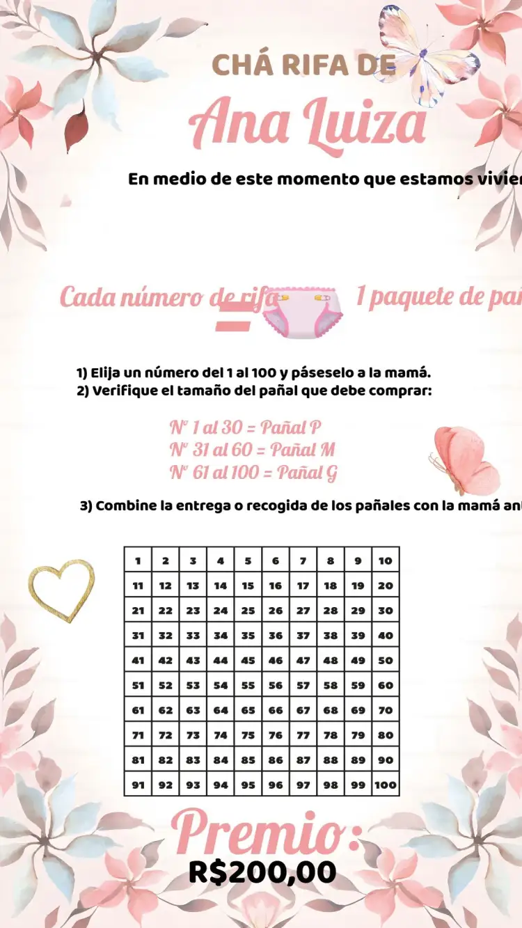 Invitación Té de Rifa Floral / – tema Té Rifa floral, delicado, rosa, marrom, infantil, natureza