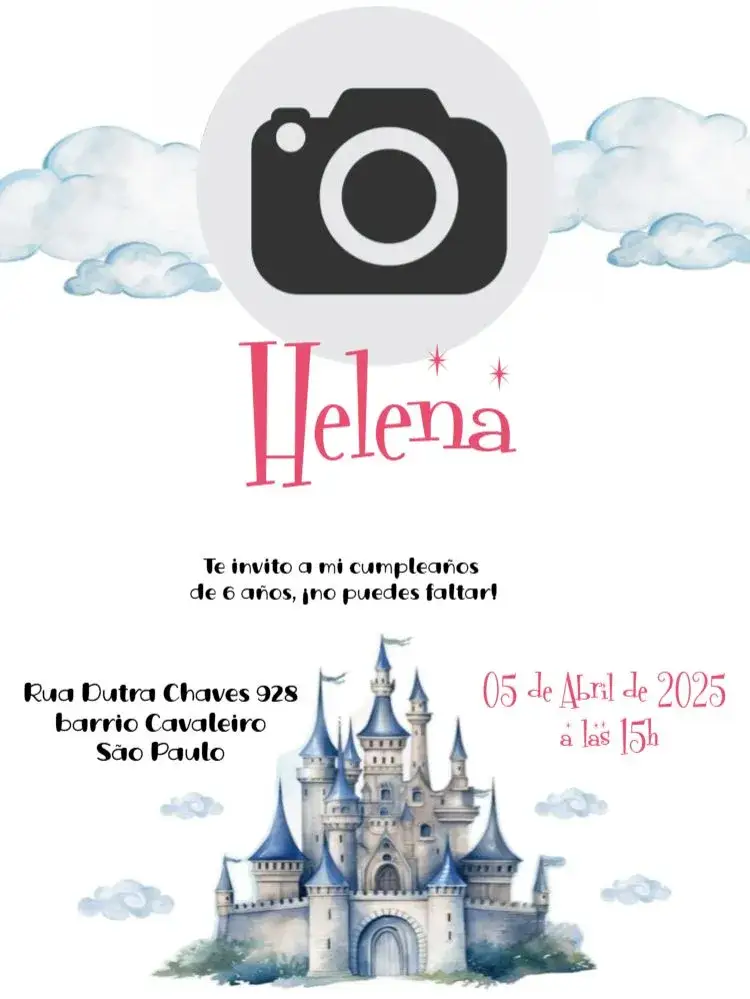 Invitación Castillo – tema Té Rifa sutil, mono, colorido, infantil, mágico, romántico