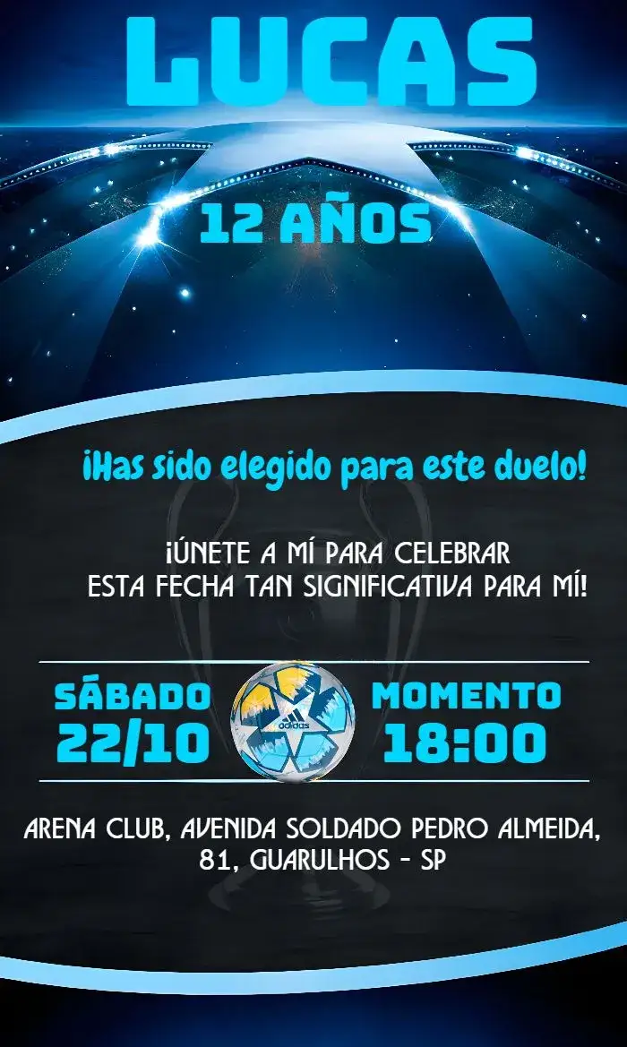 Invitación Champions League Trofeo – tema Más buscados azul, fútbol, moderno, deportivo, campeón, festivo