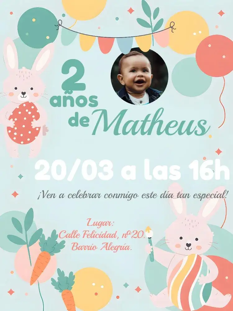 Invitación Pascua Con Foto Busqueda – tema Fechas Conmemorativas colorido, festivo, infantil, pascual, alegre, divertido