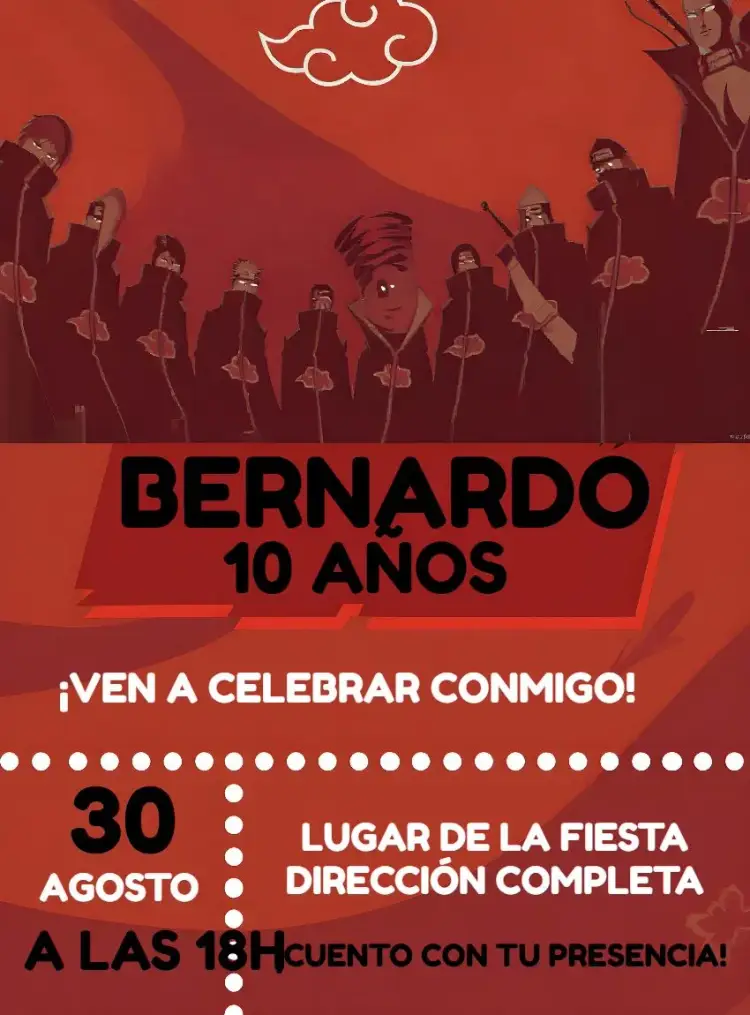Invitación Akatsuki Naruto Akatsuki