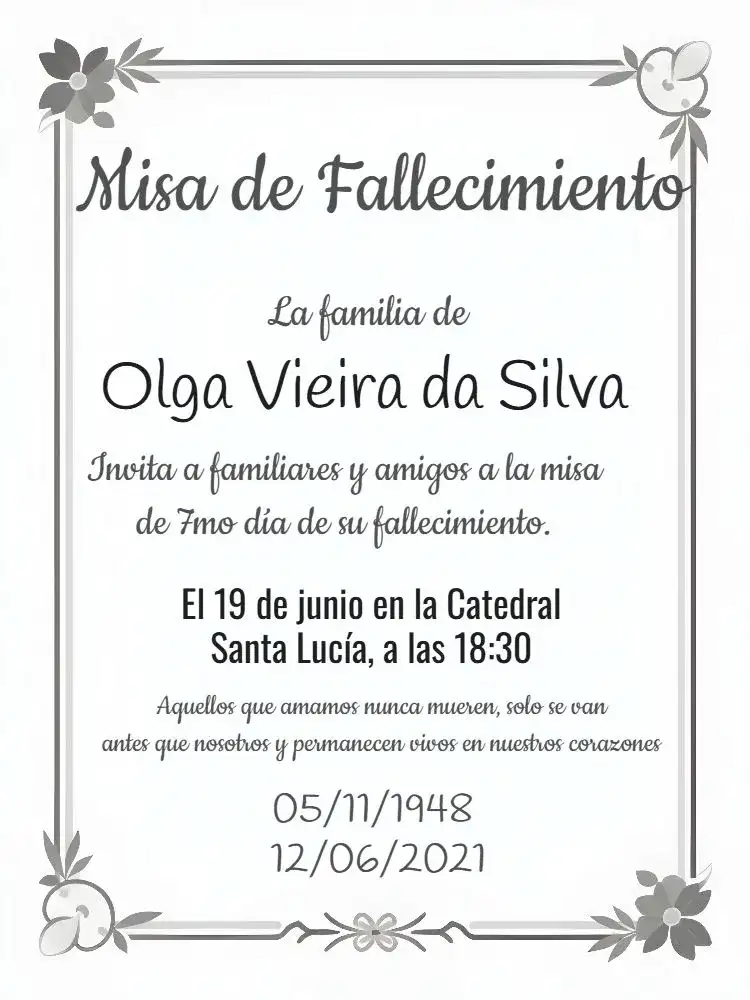 Para Misa De Fallecimiento Día