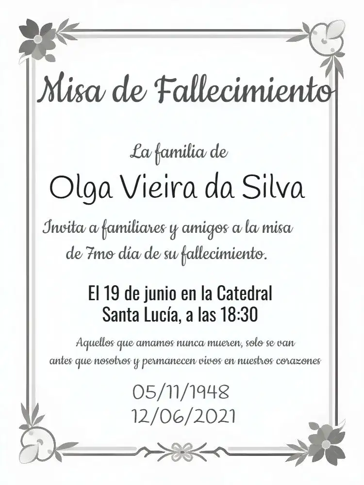 Invitación Para Misa De Fallecimiento Día – tema Fechas Conmemorativas gris, negro, minimalista, elegante, serio, reflexivo