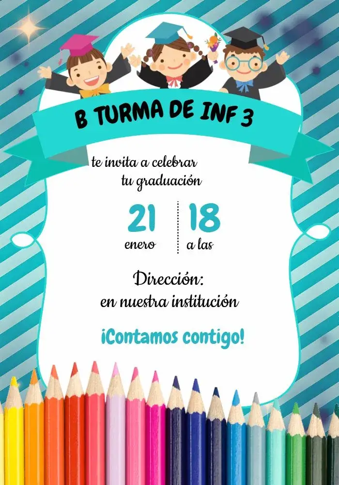 Invitación Graduación Infantil Graduandos
